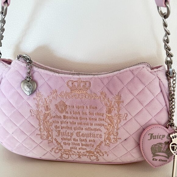 NWT JUICY COUTURE JUICY TALE SHOULDER BAG PURSE LILAC MIST VELOUR - Picture 2 of 6